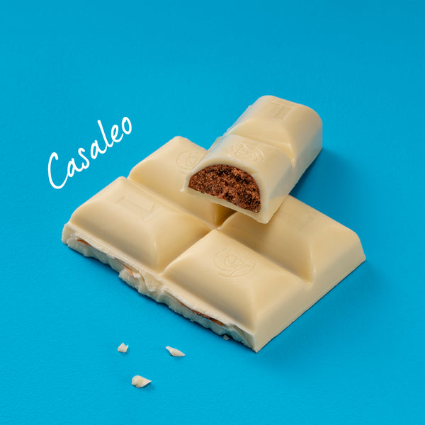 Tabletă Casaleo,ciocolată albă, 75 grame. Dimensiuni: 11.5cm x 8cm  x 1.7cm