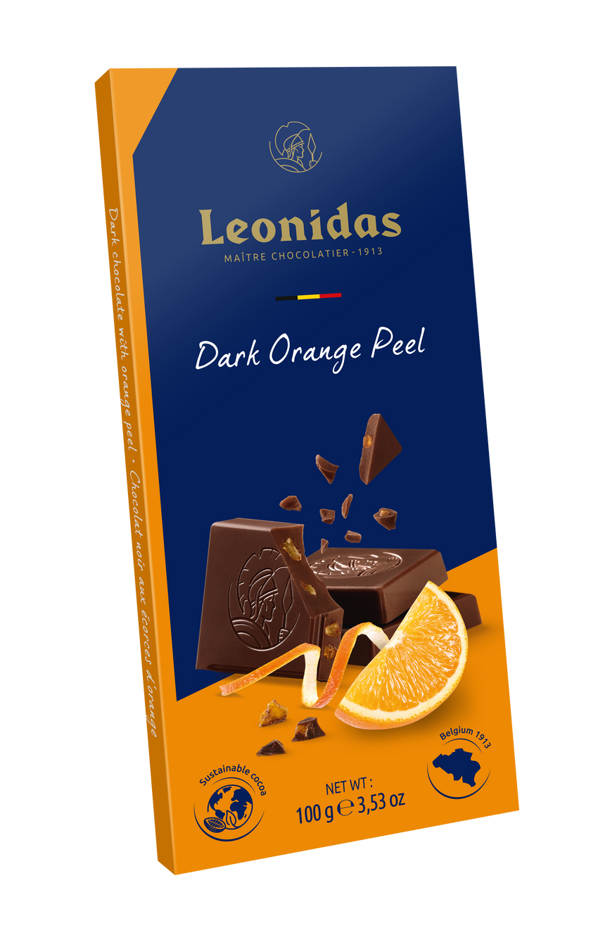 Tabletă ciocolată neagră cu coajă de portocală, 100grame