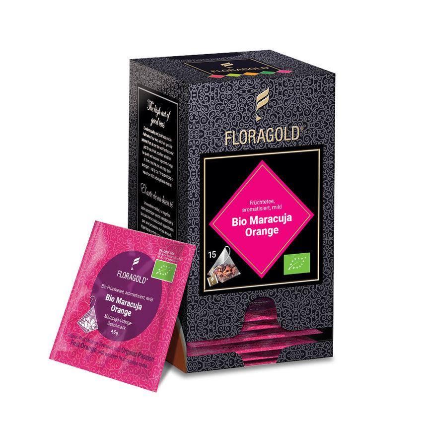 BIO Maracuja Orange- ceai Floragold cu gust de fructul pasiunii si portocala