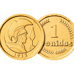 Monede din ciocolata cu lapte, imaginea regelui spartan Leonidas, cadou pentru copii