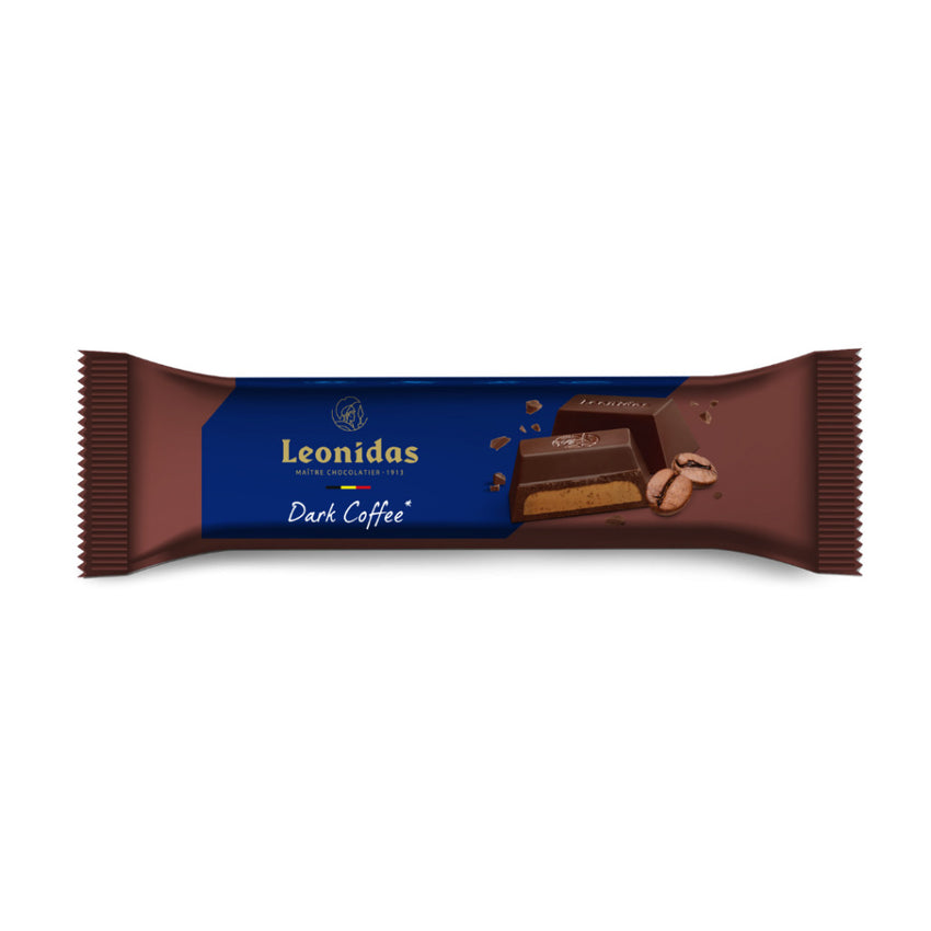 Baton din ciocolată neagră 52%, cu cremă de cafea, răsfăț Leonidas de luat cu tine peste tot