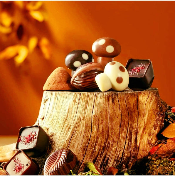 Con Toamnă Leonidas - cutie tematică cu specific de toamnă care conține 200g de praline asortate, inclusiv din gama de toamnă