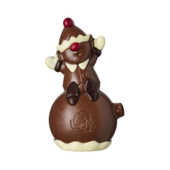 Christmas Elwin Elf - figurină în formă de spiriduș Elf pe un glob din ciocolata cu lapte, în patru culori, fără ulei de palmier și cu unt de cacao pur 100%.