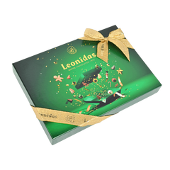 Premium Christmas este o cutie elegantă, verde, Ediție de Crăciun, cu un mix de 42 praline belgiene Leonidas din cea mai fină ciocolată belgiană.