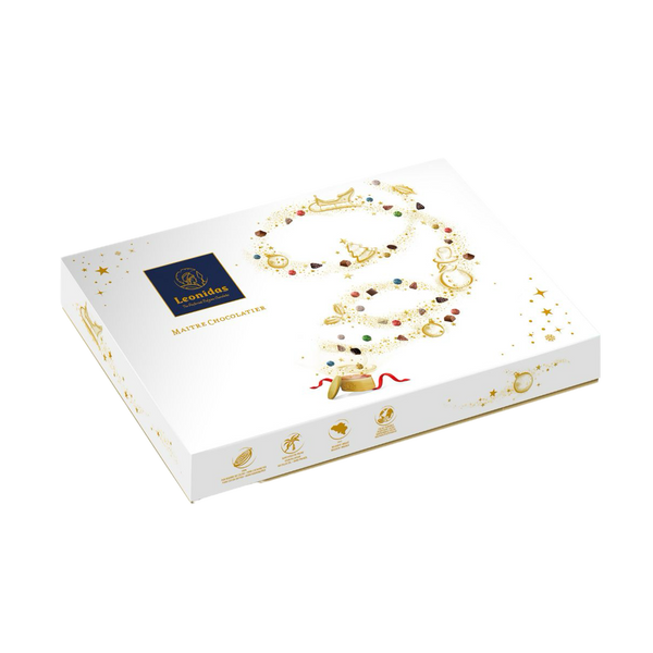Premium Christmas este o cutie Ediție de Crăciun cu un mix de 42 praline belgiene Leonidas din cea mai fină ciocolată belgiană