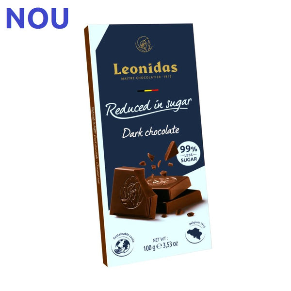 Tabletă delicioasă de ciocolată neagră Leonidas, gustul intens, cu 99% mai puțin zahăr, perfectă pentru orice ocazie!
