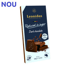 Tabletă delicioasă de ciocolată neagră Leonidas, gustul intens, cu 99% mai puțin zahăr, perfectă pentru orice ocazie!